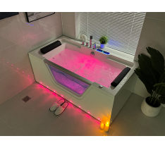 VASCA IDROMASSAGGIO SPA DOPPIA + LED + OZONO-150X80 -28 GETTI-DOPPIA POMPA - PC FULL TOUCH - RISCALDATORE - CON VETRO - LED CROMOTERAPIA CON CASCATA - LED SUL PANNELLO - BLUETOOTH