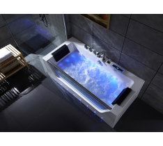 VASCA IDROMASSAGGIO SPA DOPPIA + LED + OZONO-170X80 -30 GETTI-DOPPIA POMPA - PC FULL TOUCH - RISCALDATORE - CON VETRO - LED CROMOTERAPIA CON CASCATA - LED SUL PANNELLO - AIRLED SUL FONDO - BLUETOOTH